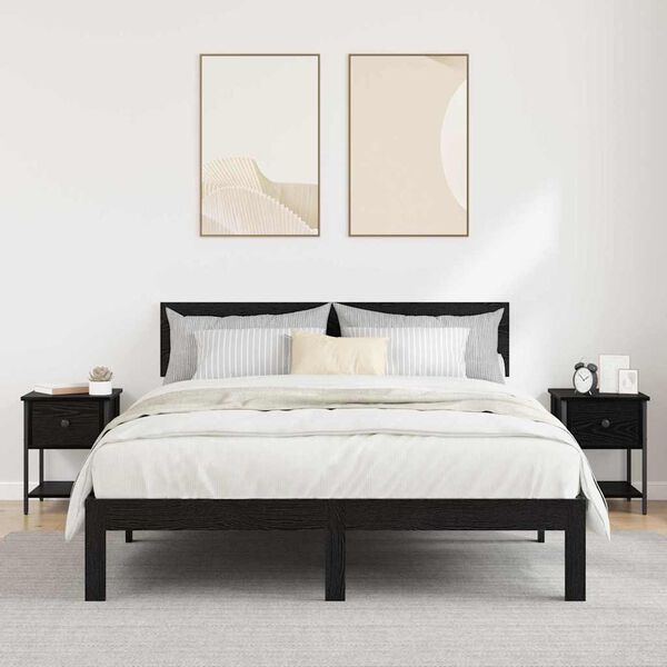 vidaXL Sengebord 2 pcs Sort eg 34 x 35,5 x 45 cm Konstrueret tr&aelig;
