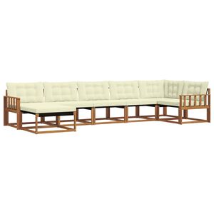 vidaXL Udend&oslash;rs sofagruppe 7 pcs Naturlig og Fl&oslash;de Massivt Akacietr&aelig;