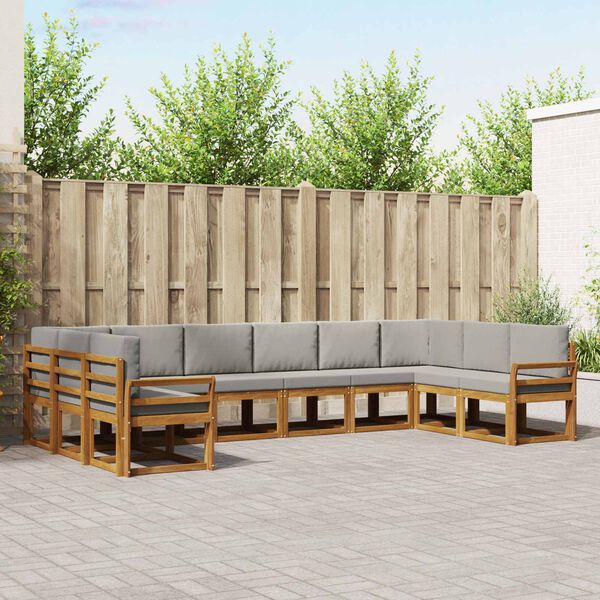 vidaXL Udend&oslash;rs sofagruppe med pude 10 pcs Naturlig og Lys Gr&aring;