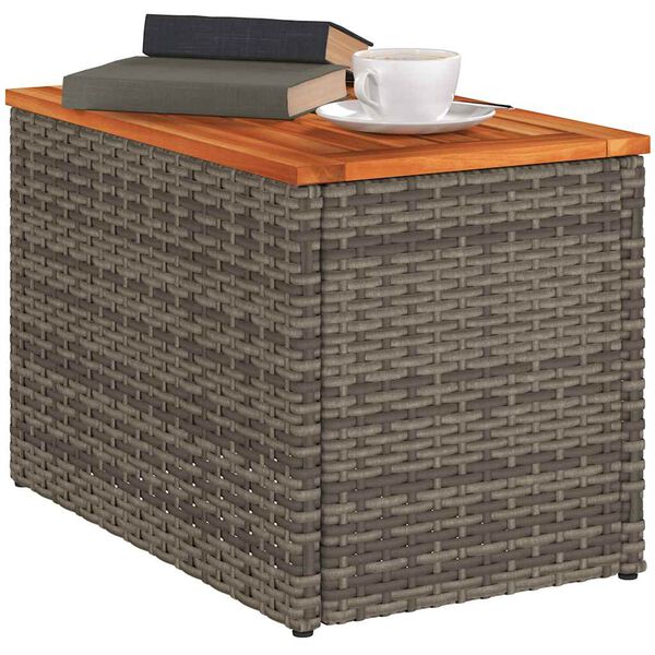 vidaXL havesideborde 2 stk. 55x34x37 cm polyrattan og massivt træ grå
