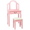 vidaXL kosmetikbord med taburet 65x36x128 cm kejsertr&aelig; MDF pink
