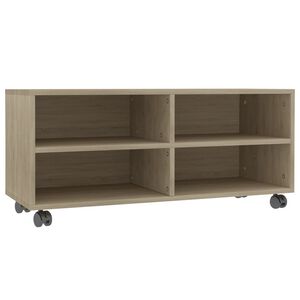 vidaXL tv-bord med hjul 90x35x35 cm konstrueret tr&aelig; sonoma-eg