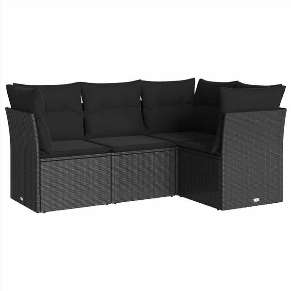 vidaXL sofas&aelig;t til haven 4 dele med hynder polyrattan sort