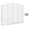 vidaXL buede gabionkurve 8 stk. 200x30x160/180 cm galvaniseret jern