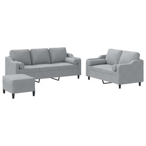 vidaXL sofas&aelig;t 3 dele med puder stof lysegr&aring;