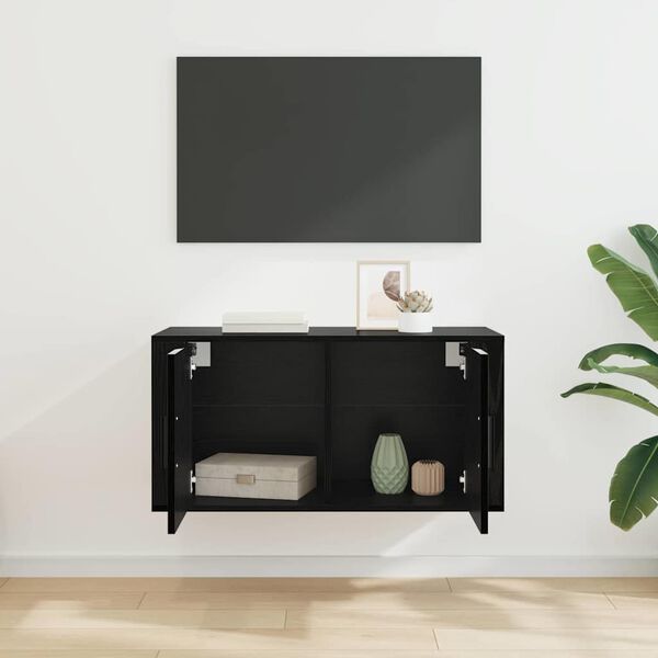 vidaXL V&aelig;gmonteret TV Skab Sort eg 80 x 34,5 x 40 cm Konstrueret tr&aelig;