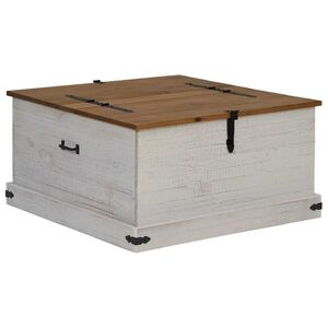 vidaXL opbevaringskiste HALDEN 91x91x47 cm massivt fyrretr&aelig; hvid