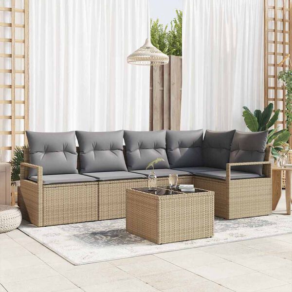 vidaXL Sofa S&aelig;t 6 pcs Beige polyrattan