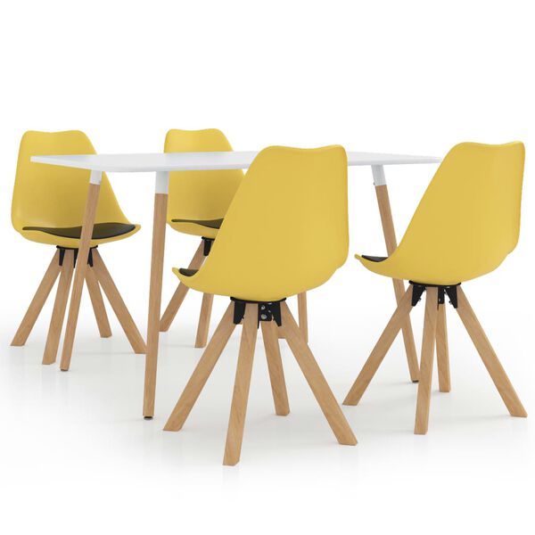 vidaXL spisebordss&aelig;t med 5 dele 120x60 cm gul og sort