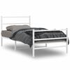 vidaXL sengeramme med sengegavl og fodg&aelig;rde 100x200 cm metal hvid