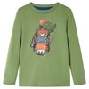 Lang&aelig;rmet T-shirt til b&oslash;rn str. 128 lys kakifarve