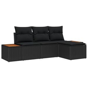 vidaXL Havesofa S&aelig;t 4 stk. Sort polyrattan