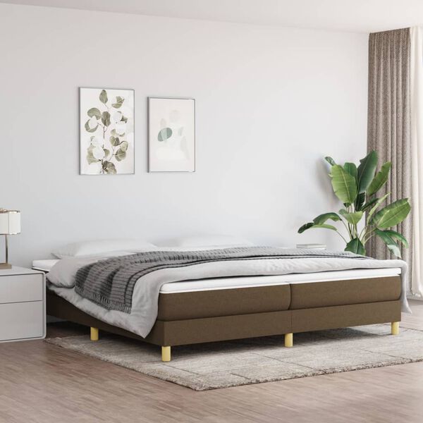 vidaXL Boxspring sengeramme 200x200 cm stof m&oslash;rkebrun