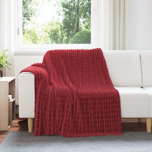 vidaXL Throw t&aelig;ppe Bordeaux R&oslash;d 200 x 150 cm Fleece