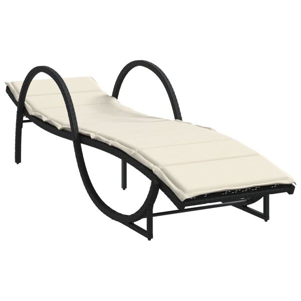 vidaXL liggestole 2 stk. med hynder polyrattan sort