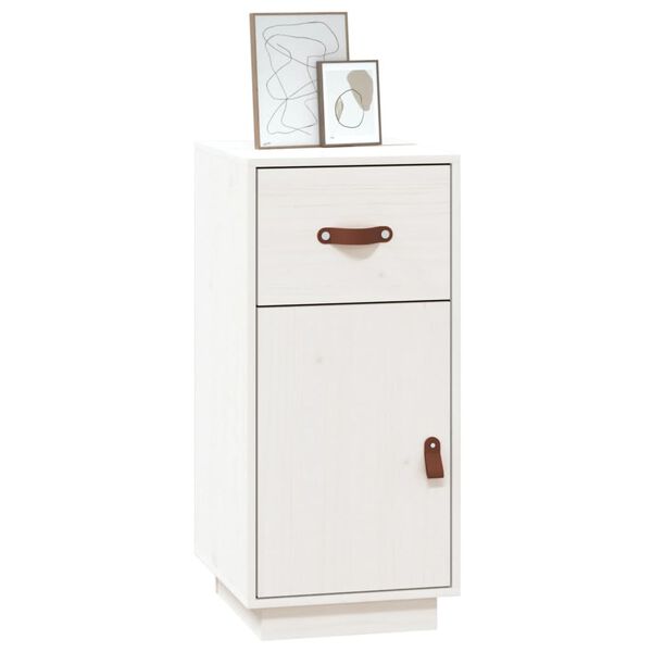 vidaXL skænk 34x40x75 cm massivt fyrretræ hvid