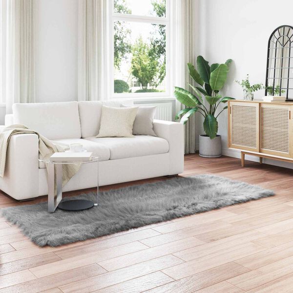 vidaXL Kunstpels Fårskind Tæppe Tafalla Grå 80 x 250 cm Polyester