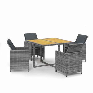 vidaXL spisebordss&aelig;t til haven 5 dele med hynder polyrattan gr&aring;