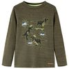 Lang&aelig;rmet T-shirt til b&oslash;rn str. 92 kakimeleret