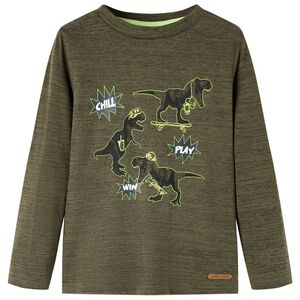vidaXL Lang&aelig;rmet T-shirt til b&oslash;rn str. 92 kakimeleret