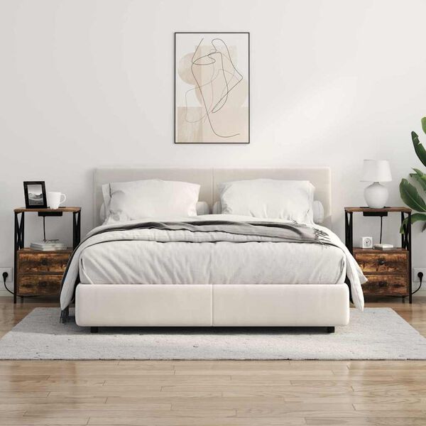 vidaXL Natskab med skuffe R&oslash;get eg 40 x 31 x 60 cm Konstrueret tr&aelig;