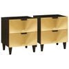 vidaXL Natskab 2 pcs Sort og Guld 40 x 33 x 46 cm Konstrueret tr&aelig;