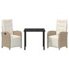 vidaXL Have Spisebordss&aelig;t med pude 3 pcs Beige polyrattan