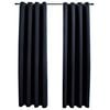 vidaXL m&oslash;rkl&aelig;gningsgardiner 2 stk. med metalringe 140 x 225 cm sort