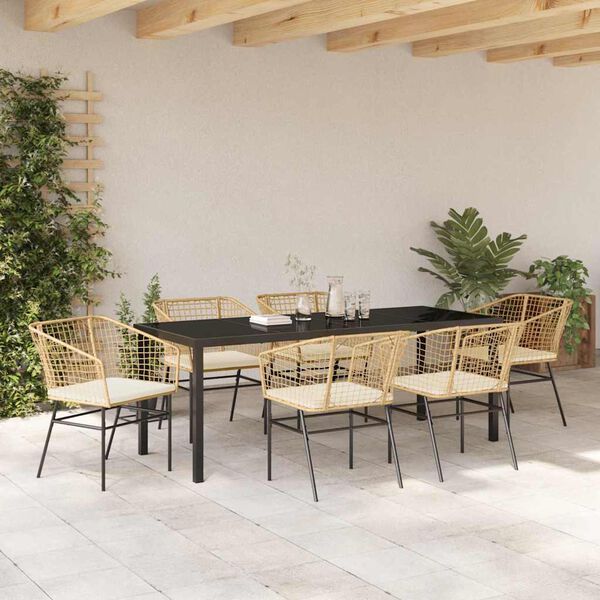 vidaXL Have Spisebordss&aelig;t 7 pcs Brun polyrattan