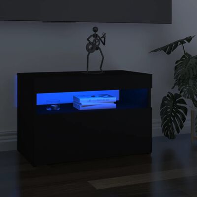 vidaXL tv-bord med LED-lys 60x35x40 cm sort