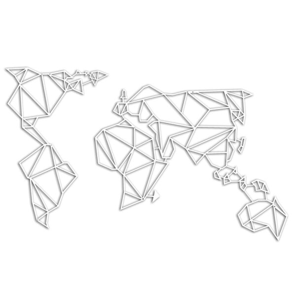 Homemania vægdekoration World 100x58 cm stål hvid