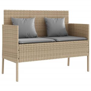vidaXL haveb&aelig;nk med hynder polyrattan beige