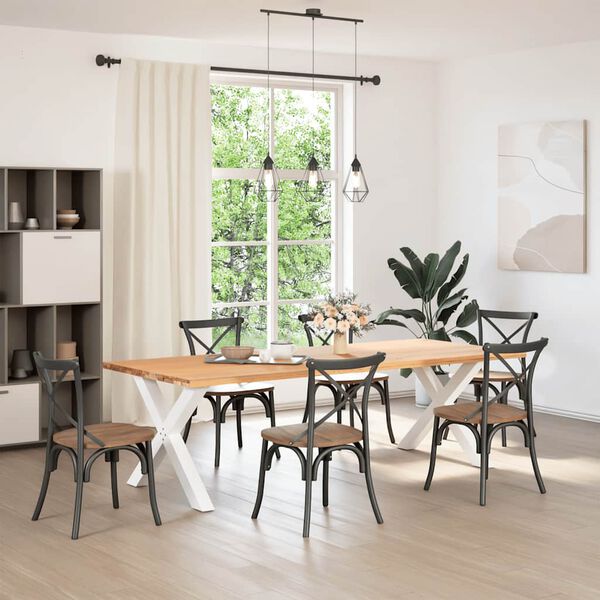 vidaXL spisebordsben X-formet 2 stk. hvid 90 x (72-73) cm st&aring;l