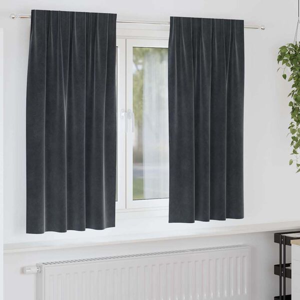 vidaXL Mørklægningsgardiner 2 pcs Mørkegrå 140 x 175 cm Fløjl