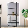 vidaXL d&oslash;r 102x201,5 cm h&aelig;rdet glas og aluminium sort