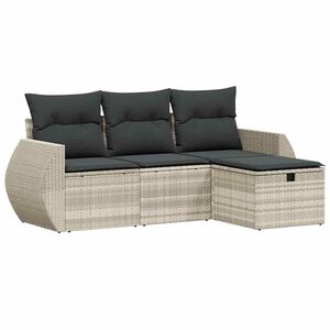 vidaXL sofas&aelig;t til haven 4 dele med hynder polyrattan lysegr&aring;