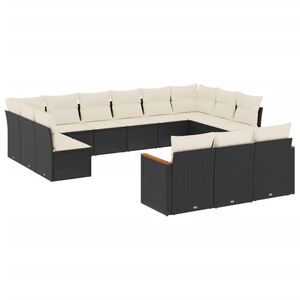 vidaXL sofas&aelig;t til haven 13 dele med hynder polyrattan sort
