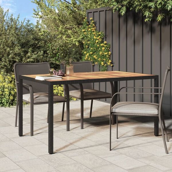 vidaXL havebord 150x90x75 cm polyrattan og akacietr&aelig; sort