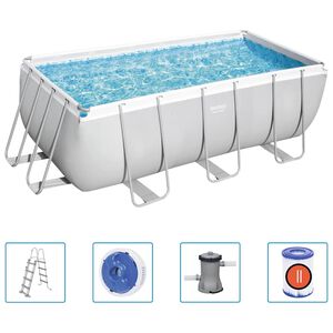 Bestway Power Steel swimmingpoolsæt rektangulær 412x201x122 cm