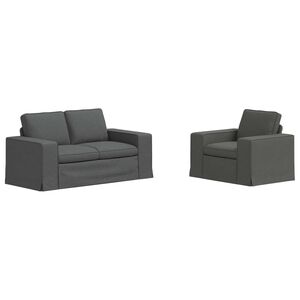 vidaXL Sofa S&aelig;t 2 stk. M&oslash;rkegr&aring; Stof