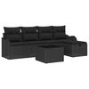 vidaXL Havesofa Sæt med pude med opbevaring 6 pcs Sort Poly rattan