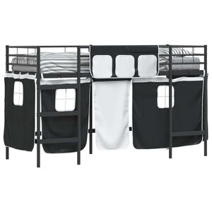 vidaXL B&oslash;rneseng med gardiner Ensfarvet Sort 75 x 190 cm