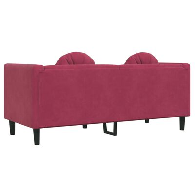 vidaXL 2-personers sofa med hynder velour vinrød