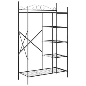 vidaXL &Aring;ben Garderobe med hylde Sort 104,5 x 45 x 172 cm St&aring;l