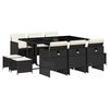 vidaXL spisebordss&aelig;t til haven 11 dele med hynder polyrattan sort