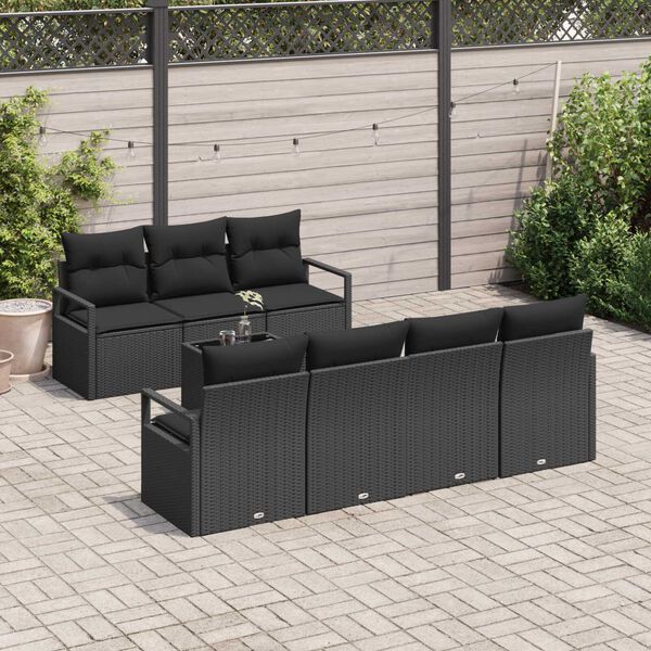 vidaXL Sofa Sæt 8 pcs Sort polyrattan