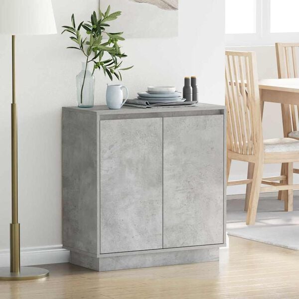 vidaXL LED Sideboard Beton Gr&aring; 71 x 34,5 x 75 cm Konstrueret tr&aelig;