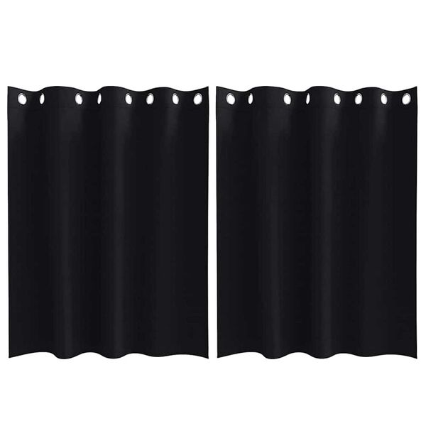 vidaXL Mørklægningsgardiner med ringe 2 pcs Sort 140 x 140 cm