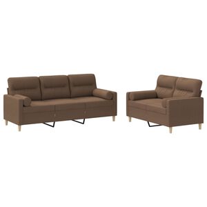 vidaXL sofas&aelig;t 2 dele med puder stof brun