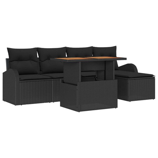 vidaXL Havesofa S&aelig;t med opbevaring 6 pcs Sort Poly rattan